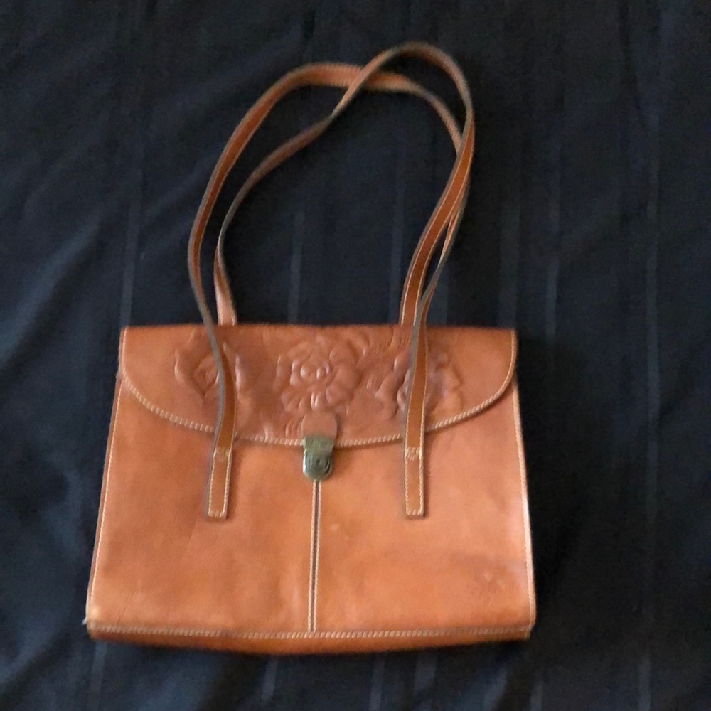 Patricia Nash Vintage Embossed Leather Flap Large purse with dust bag.